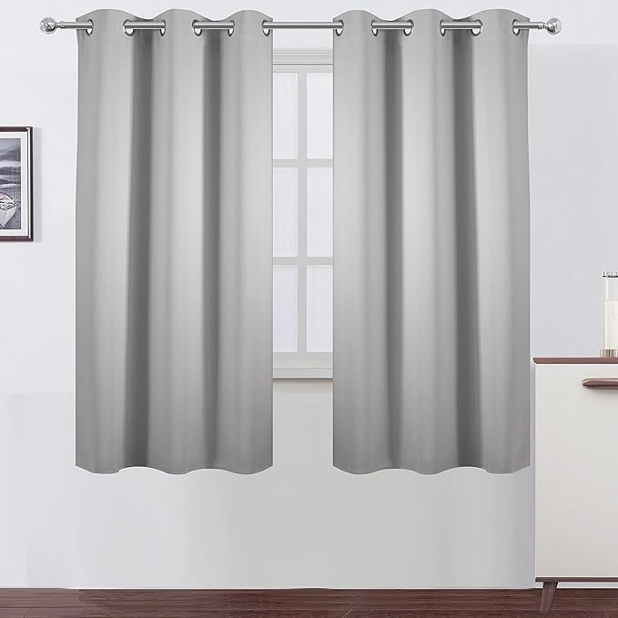 LEMOMO Light Grey Blackout Curtains 34 x 63 Inch Length/Set of 2 Curtain