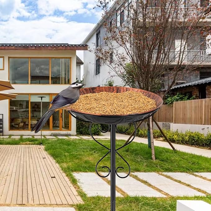 Metal Bird Bath for Outside,41 Inches Cast Iron Outdoor Bird Bath Bowl Birdbath & Standing Bird Feeder for Garden Yard Lawn Decor
