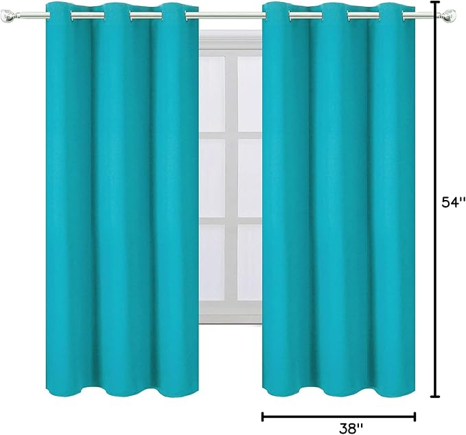 LEMOMO Turquoise/Teal Blackout Curtains/38 x 54 Inch/Set of Two Panels Grommet