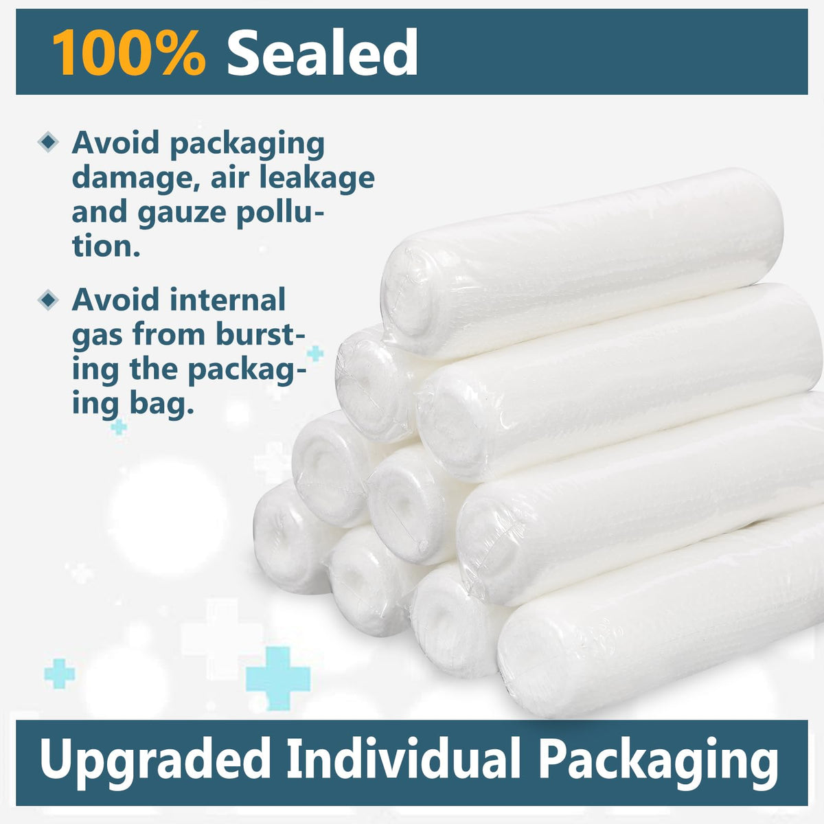 YesBes 32 Pack Gauze Rolls, 4 in x 4.1 Yards, Premium Gauze Wrap Roll for Wounds, Bandage Wrap Rolled Gauzes, Mummy Wraps, Individually Wrapped