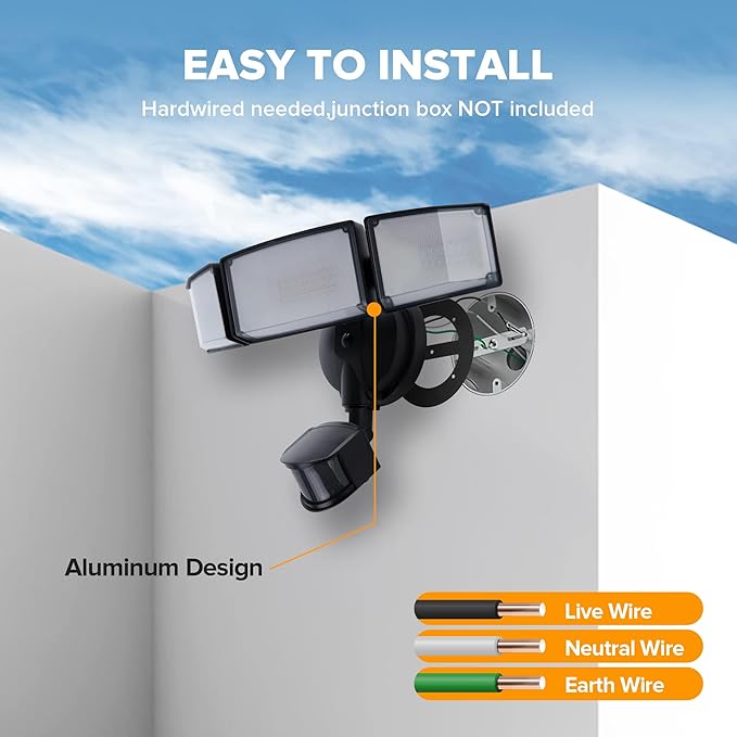 LUTEC 2 Pack 72W 7500LM LED Security Lights Motion Sensor Light Outdoor