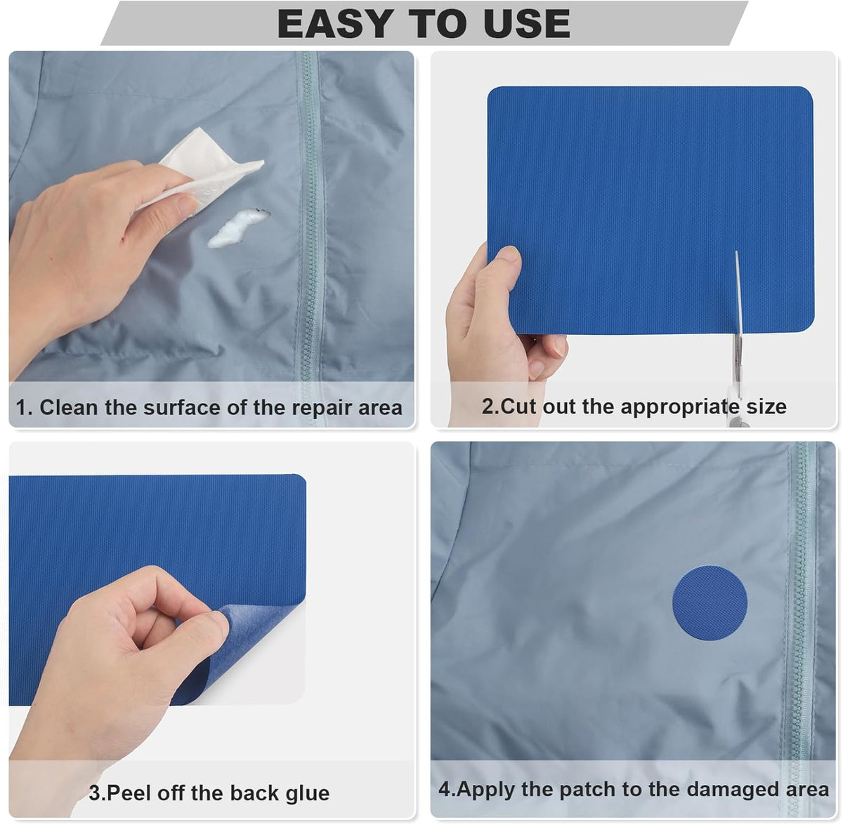 OAZ Nylon Repair Patches - 8 Self-Adhesive Waterproof Fabric Patches for Outdoor Gear | Dark Pink, 7.87 x 5.9 Inch