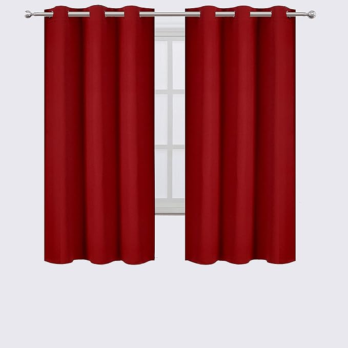LEMOMO Red Bedroom Blackout Curtains/38 x 63 Inch Long/Set of 2 Curtain