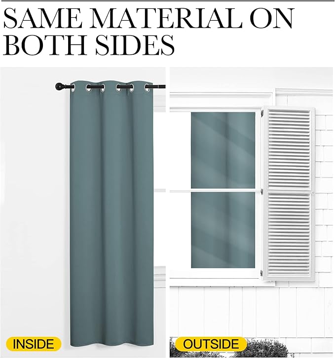 NICETOWN Modern Greyish Blue Blackout Curtains Noise Reducing, Thermal
