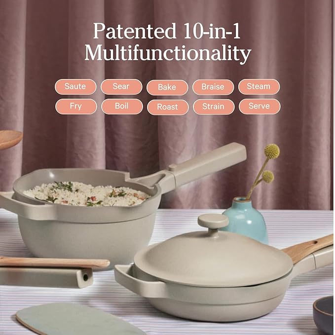 Our Place Mini Home Cook Duo - 8.5" Always Pan & Small Perfect Pot Bundle | Multi-Functional Cookware Set Replaces 18 Pieces | Char