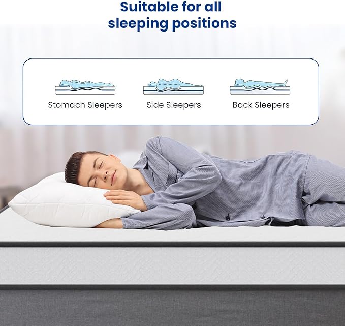 PayLessHere 6 Inch Hybrid Mattress with Innerspring and Foam/Fiberglass Free/Medium Firm Spring Mattress/King Size Mattress in a Box/CertiPUR-US Certified/Cool Sleep Pressure Relief