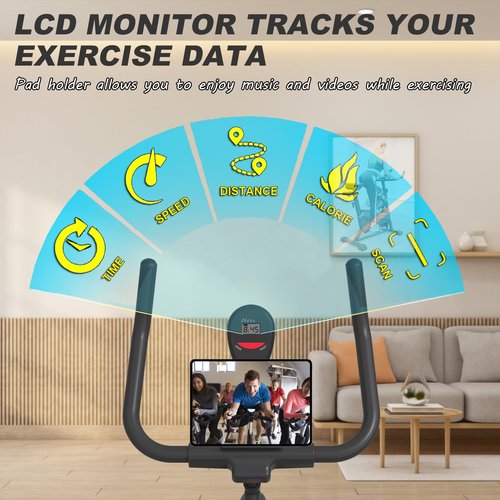 Exercise Bike, Adjustable Resistance Silent Belt Drive, Indoor Cycling Bike for Home Cardio, Fitness Stationary Bike with Tablet Mount & Comfortable Seat Cushion