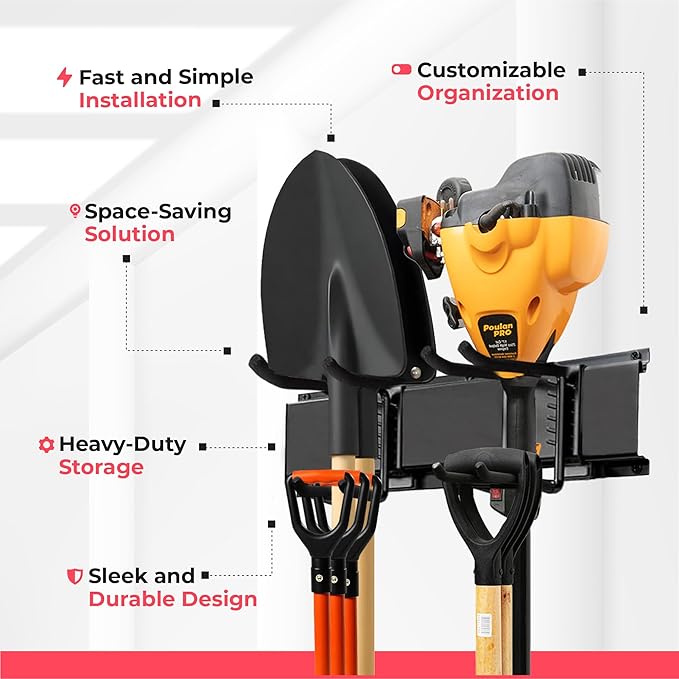 TIDYME Garage Wall Organizer | 96" Heavy-Duty Tool Storage Rack | Adjustable