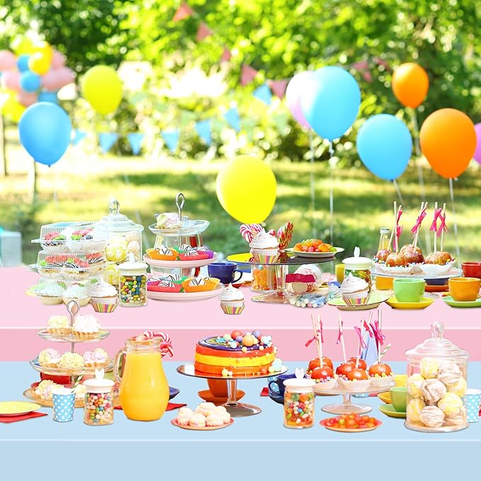 WNINK 4 Pack Gender Reveal Plastic Tablecloths, Disposable Rectangle Pink and Blue Pastel Tablecloth, Table Covers for Boy or Girl Gender Reveal Party Baby Shower Birthday Party Decorations 54" x 108"