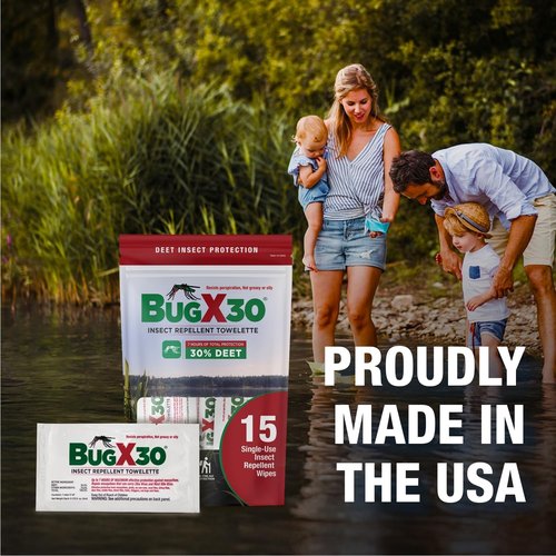 CoreTex Bug X 30 Mosquito & Tick Repellent Wipes - 25 Pack with 30% DEET for 7 Hours of Protection