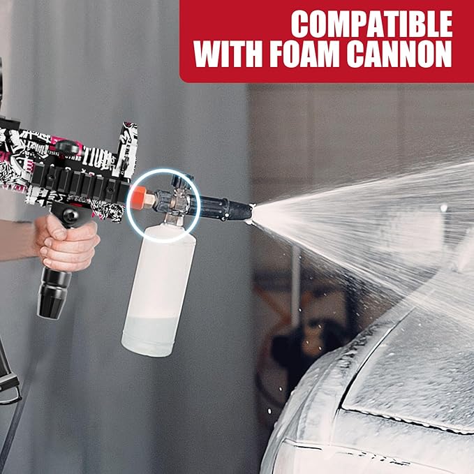 MP5 Model Pressure Washer Gun with Swivel & 4 Nozzles, 3600 PSI High Pressure Spray Gun with 3/8" Quick Connect Plug, Swivel Gun Compatible with Foam Cannon, Power Washer Accessories (Purple)