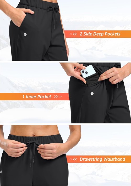G Gradual Women's Fleece Lined Golf Pants - Water Resistant & Warm | 27.5"/29" with 3 Pockets