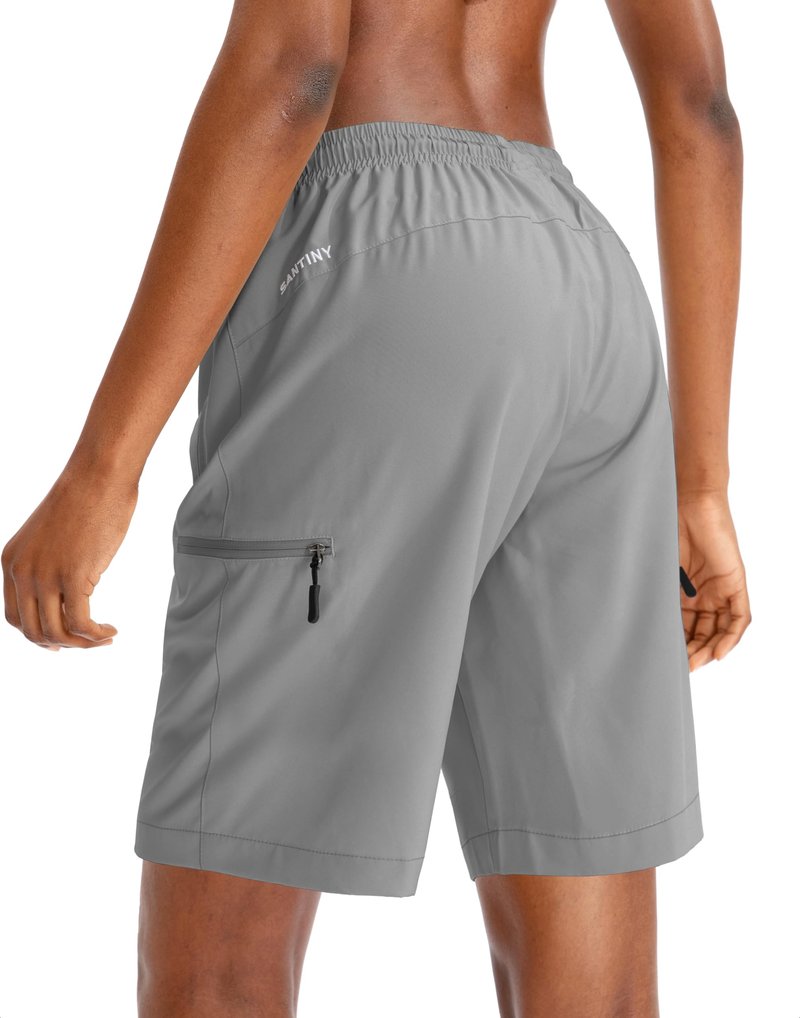 SANTINY Women's 5''/ 7''/9'' Hiking Cargo Shorts Quick Dry Lightweight Summer Shorts for Women Athletic Golf Zipper Pockets(Light Grey_XL)