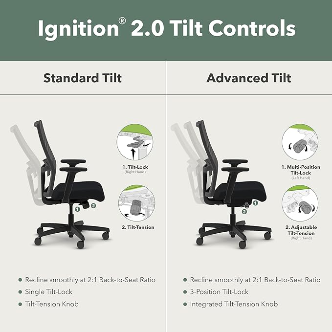HON Ignition 2.0 Mid Back Task Chair, Spectrum Mesh, Standard Synchro-Tilt Control, Office Chair with Lumbar Support, Height and Width Adjustable Arms, Titanium Frame, Salamander
