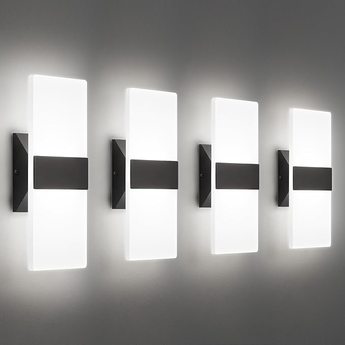 Modern LED Wall Sconces, 12 Inch Indoor Black Wall Lights, 12W 2700K-5000K