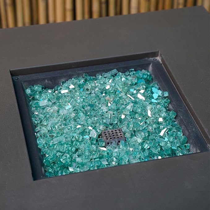 Skyflame 10-Pound Fire Glass for Fireplace Fire Pit and Landscaping, 1/2-Inch Light Green Reflective