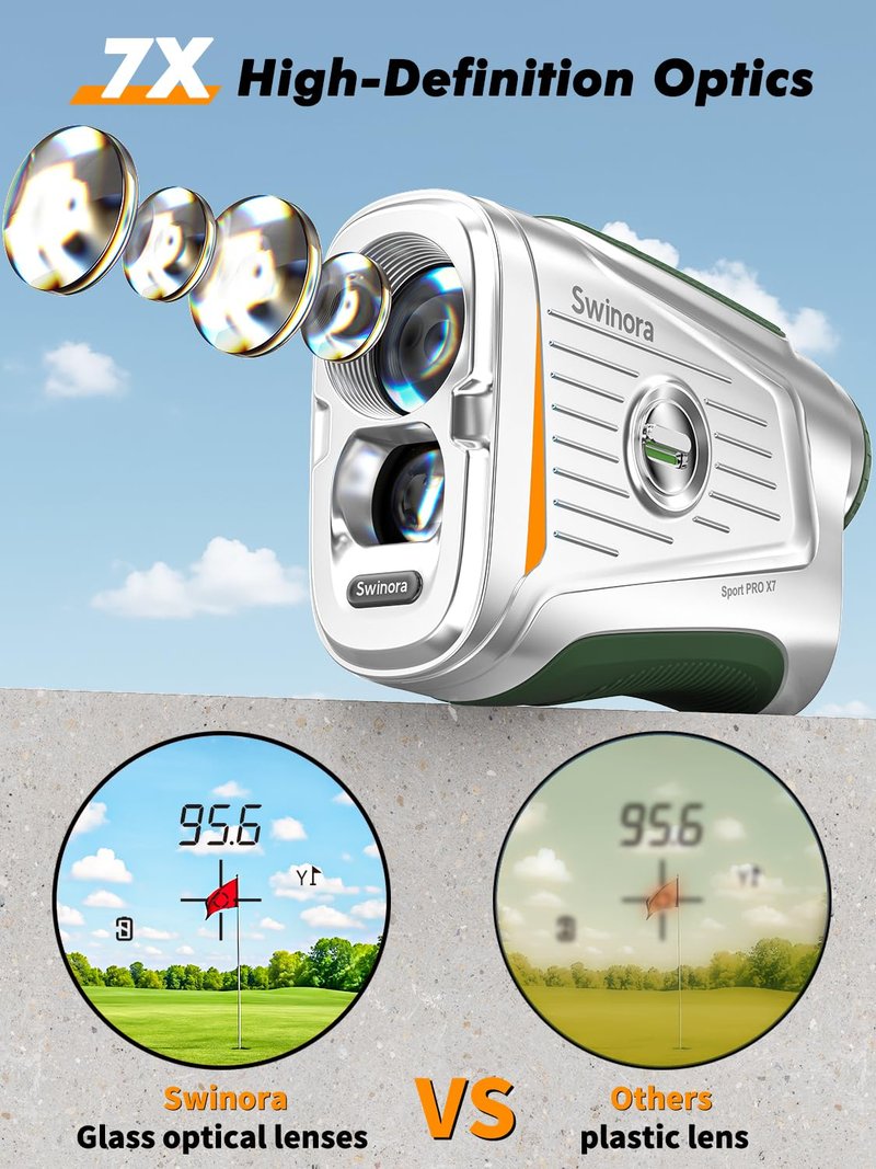 Magnetic Golf Rangefinder with Slope – 7X Magnification, 1300Y Range Finder Golf for All Levels, Fast Flag Lock Vibration, Rechargeable, Waterproof Golf Accessories for Men and Women(Dark Green)