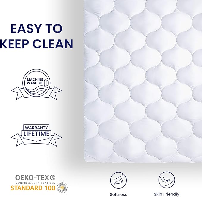 SLEEP ZONE Quilted Fitted Mattress Pad Cover Cal King - Soft Fluffy Pillow Top Bed Mattress Topper Deep Pocket 8-21 inch, Cal King