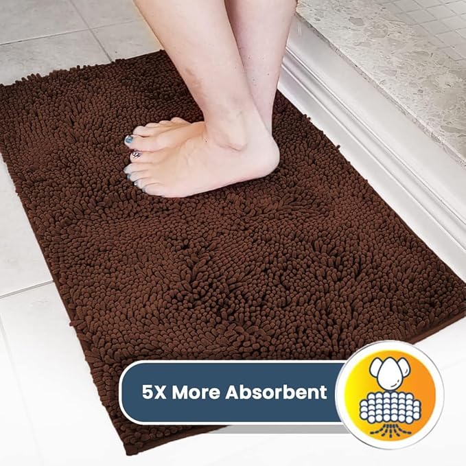 Muddy Mat® | Super Water Absorbent Door Mat Indoor, Microfiber Quick Dry Chenille Entryway Rug, Slip Resistant Front Door Mat, Indoor Mats for Entryway, Machine Washable Pet Rug, Chocolate 26" x 42"
