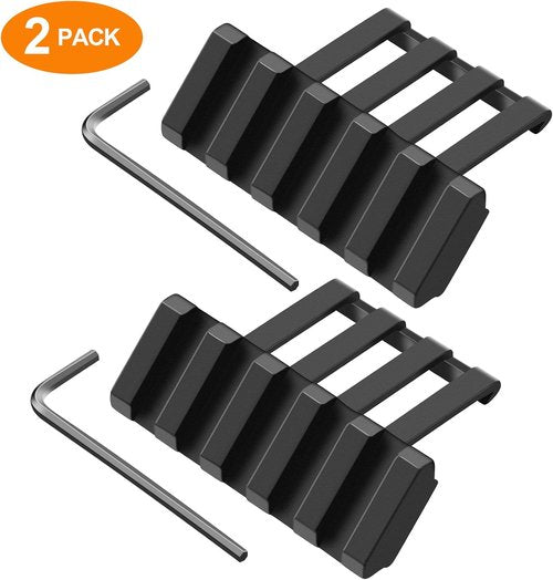FENTUK Picatinny Offset Rail Mounts - 5 Slot 45 Degree Aluminum Adapter for Flashlight & Laser Sight (2 Pack)
