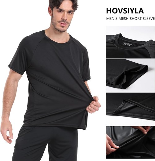 HovSiyla Men's Running Shirts - Dry Fit Athletic Tops for Cool, Breathable Workouts | 1/5 Pack