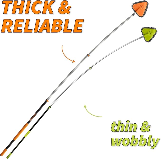 20 Foot High Reach Duster Kit with 4-12 ft Extension Pole // High Ceiling Dusting and Window Cleaning Kit with Telescopic Pole // Baseboard and Wall Washer Mop, Squeegee, Fan Blade & Cobweb Dusters