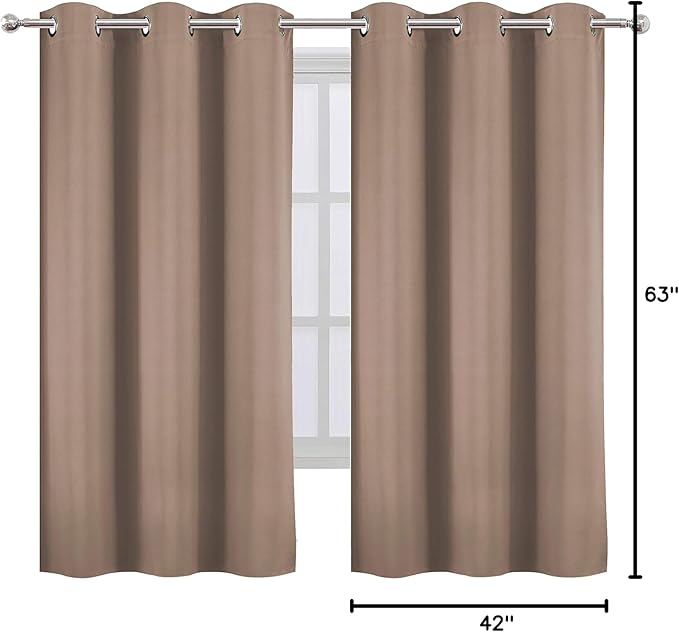 LEMOMO Cappuccino Blackout Curtains 42 x 63 Inch Length/Set of 2 Curtain