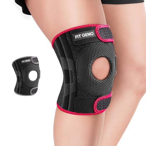 Fit Geno KneeXpert Knee Brace - Adjustable Compression Support with Side Stabilizers & Patella Gel Pad | M/L Size for Pain Relief