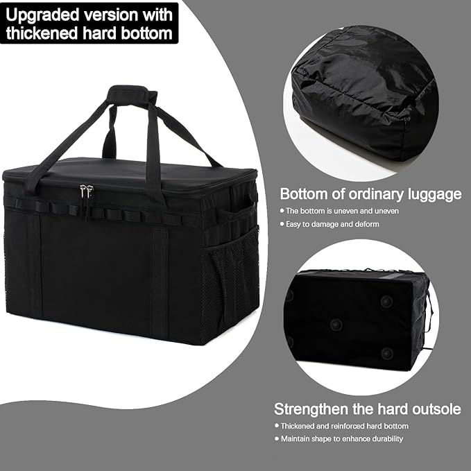 Tactical Camping Storage Bag, Utility Camping Tote Kitchen Organizer Storage Box, Trunk Organizer with Shoulder Strap,Outdoor Garden Tool Bag for Camping, Travel, Picnic (03-black)