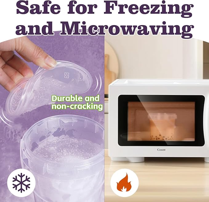 ASEVAT 10oz Airtight Plastic Storage Containers, Reusable Food Storage Containers, Stackable Microwave Safe Bowls With Lids, Freezer Safe Containers, Sauce, Soup (6Pack)