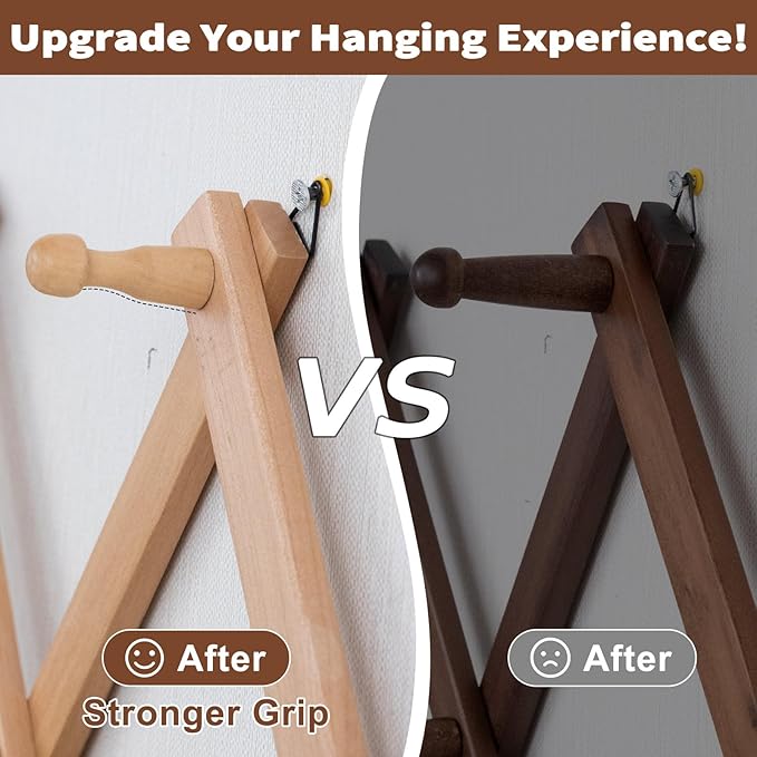 SCUNDA Wall Rack with 20 Hooks, Wooden Wall Expandable Coat Rack