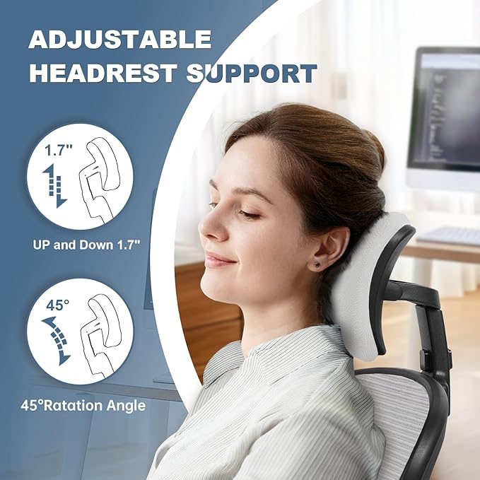Synorla Office Chair Ergonomic Desk Chair, 330LBS Capacity, High Back Computer Design for Long Hours Comfort, Rolling Swivel Executive Task for Home Office with Flip-up Armrests, Black Grey