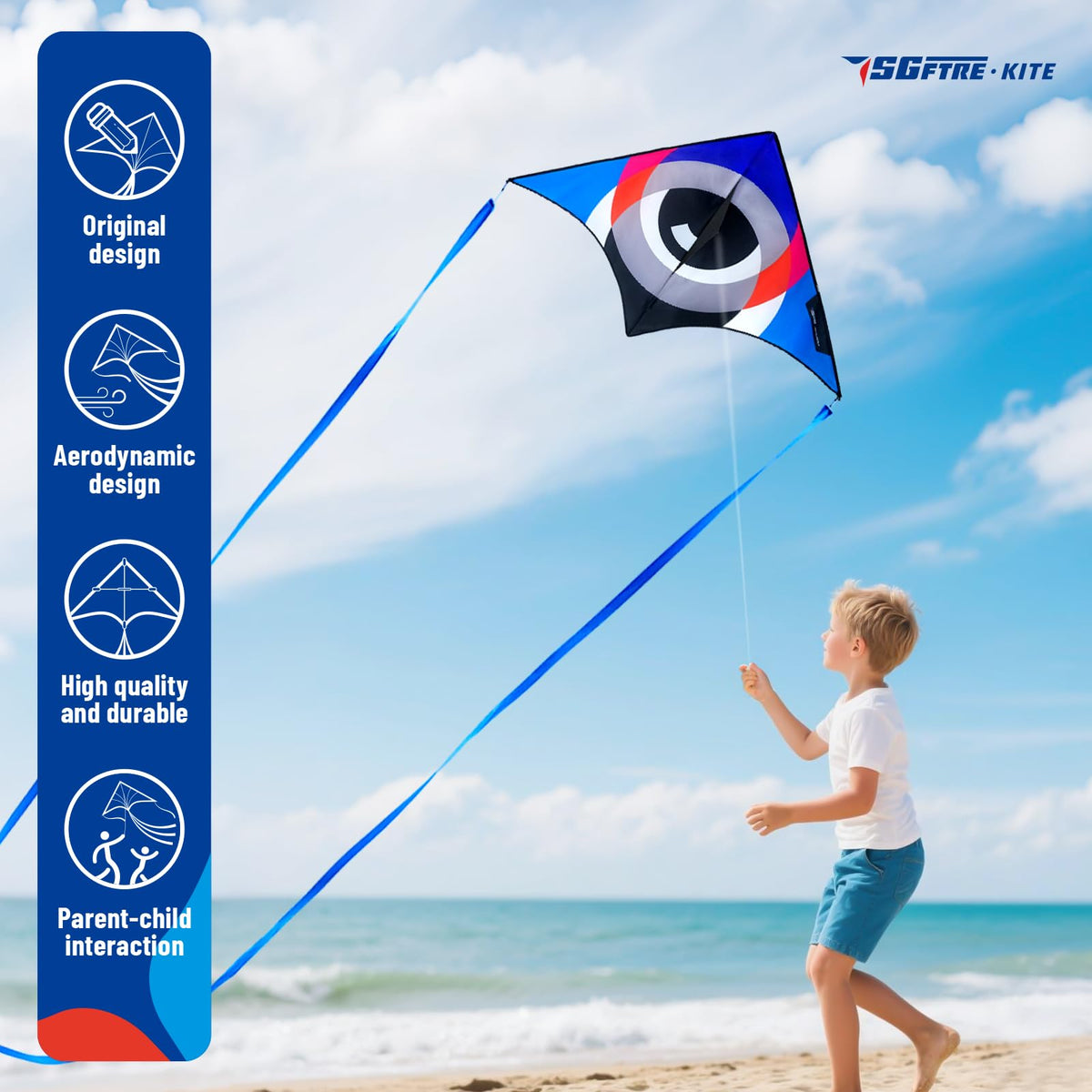 Delta Kite Set for Kids and Adults,Extremely Easy to Launch for Beginners, Perfect for Beaches and Parks,ites for Beach Trip Park Family Outdoor Games and Activities (Eye of The Sky Blue,red,green, 3)