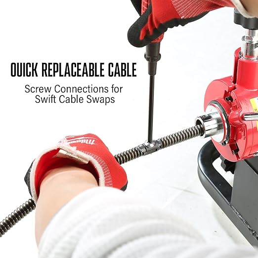 POPULO 100FT Drain Cleaner Replacement Cable – 1/2 Inch Heavy-Duty Solid Core Cable for 2" to 4" Pipes – Compatible with POPULO 100FT Drain Cleaning Machine