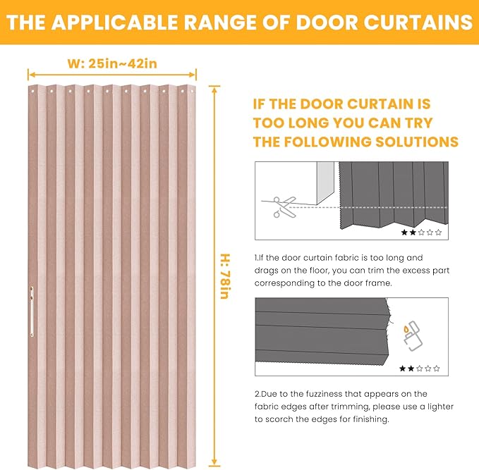 AJAZZ 100% Blackout Accordion Doors Interior Magnetic Door Curtain Pleated Door