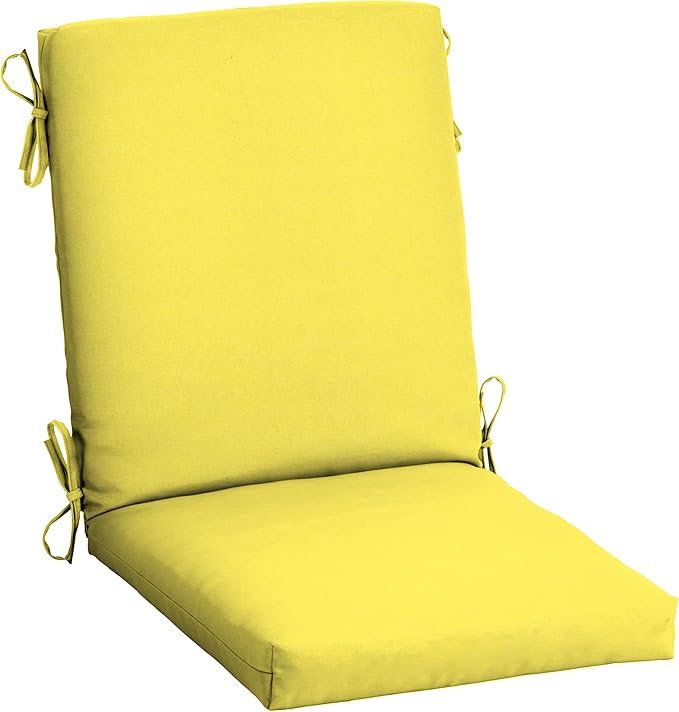 Arden Outdoor Patio Dining Chair Cushion, 20x44, Rain-Proof Seat Pad, Fade-Resistant Outdoor Cushion Lemon Yellow Leala