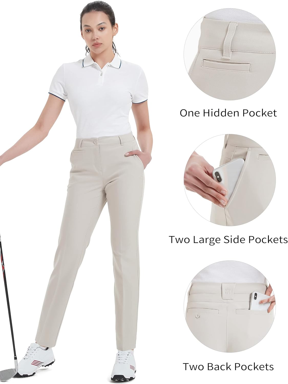 Skiennix Women's Golf Pants - Lightweight Stretch Twill for Comfort | Breathable Chino Design