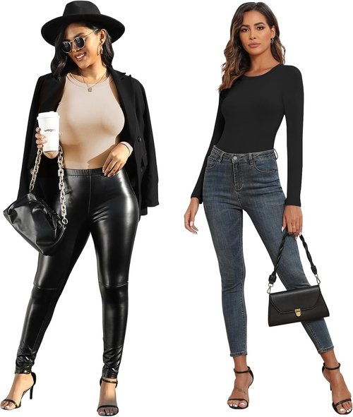 Balennz Women's Long Sleeve Bodysuit - Round Neck Top for Fall | Stylish & Comfortable Fit