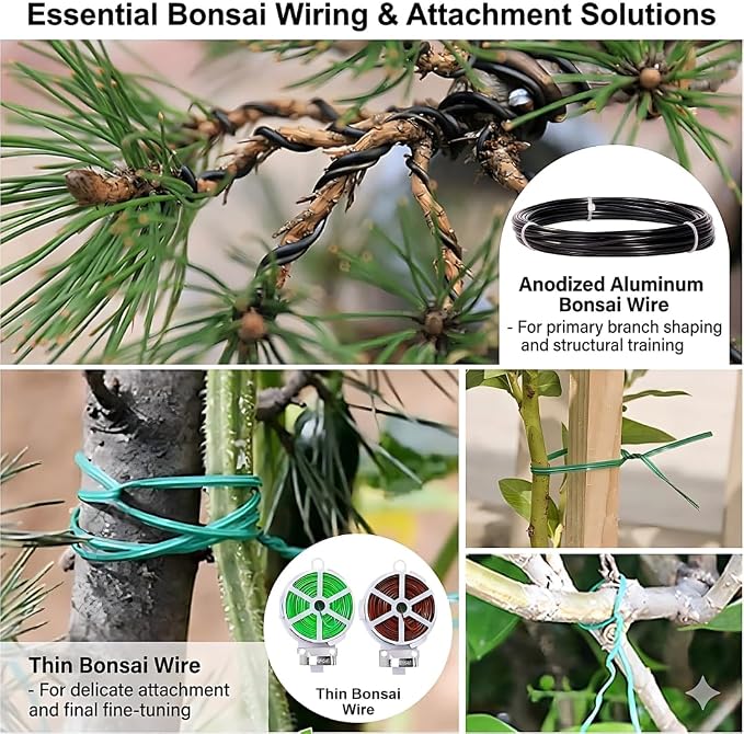 Bonsai Tools Set, 20-Piece Bonsai Tools Set with Waterproof Repotting Mat, Pruning Shears, Scissors & Training Wire - Indoor Gardening Starter Gifts for Women, Men & Beginners