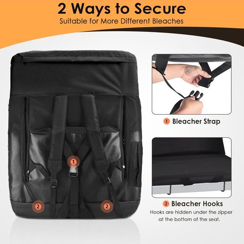 HOPERAN Heated Stadium Seats - Dual-Sided Bleacher Chair with Back Support & 20000mAh Power Bank