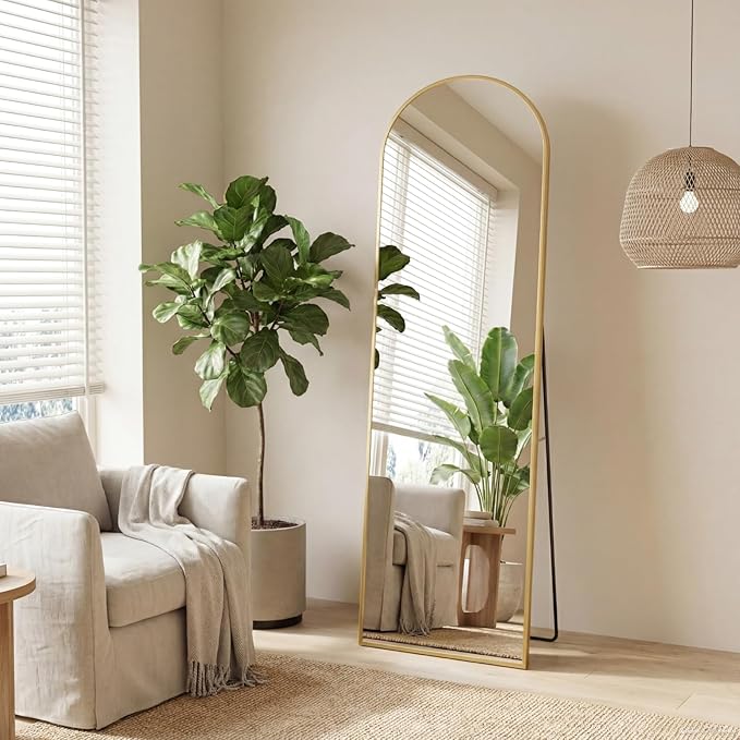 Sweetcrispy 56"x15" Arched Full Length Mirror, Leaning or Standing Full Body