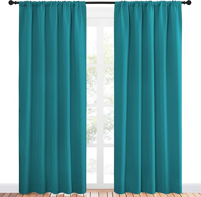 NICETOWN Peacock Blue Blackout Curtains Panels