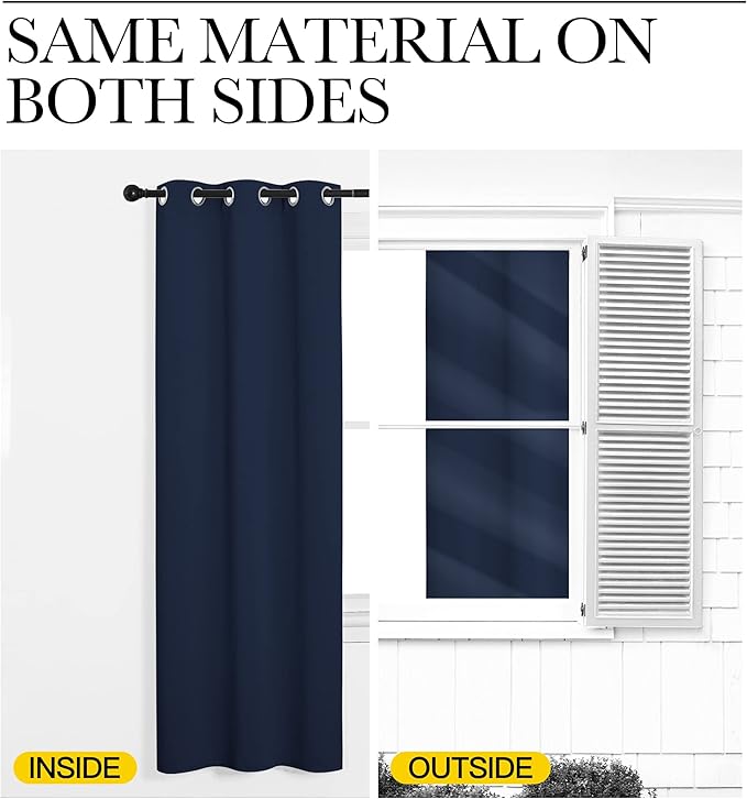 NICETOWN Navy Blackout Curtains 102" Long