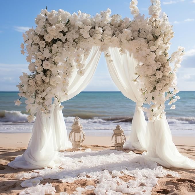 Wokceer Wedding Arch Draping Fabric 2 Panels 28.7" x 20FT Ivory Drapes Sheer Fabric Backdrop Arch Draping for Wedding Ceremony Birthday Party Bridal Shower Decoration