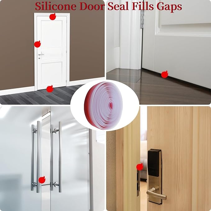 T Shape Door Seal Strip for Door & Windows Gaps，Draft Stopper Bottom Sweep Weather Stripping for Energy Saving, Noise Reduction,Easy Install (Transparent, 1.38" W x 9.8Ft)