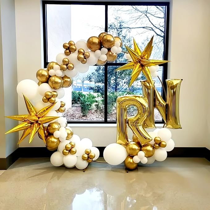 Giant P Alphabet Balloon Letters, Gold Self Inflating Custom Letter Balloons Birthday Decor, 40 Inch Helium Mylar Foil Name Word Balloons for Girls Men Anniversary Party Graduation Decoration Supplies