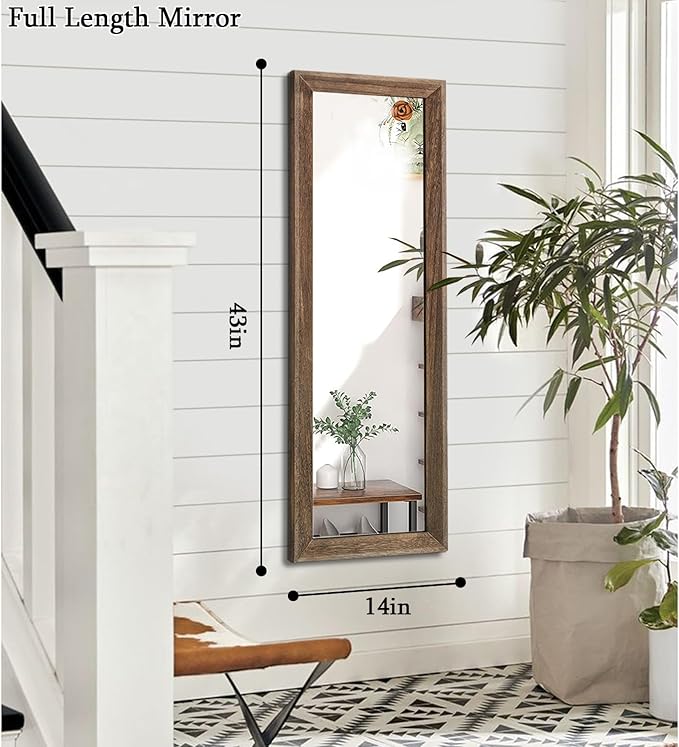 AAZZKANG Hanging Mirror Full Length Vintage Large Mirrors Wooden Framed 43"x14"
