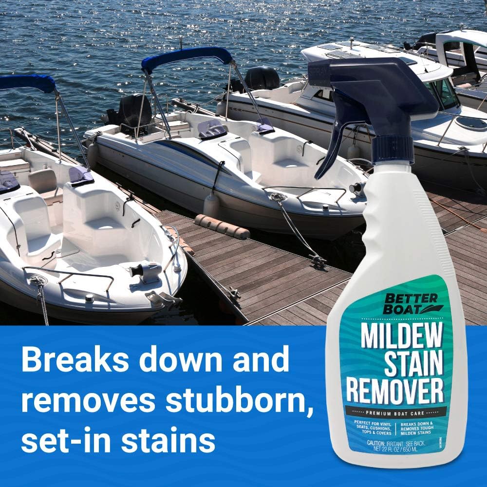 Better Boat Mold and Mildew Stain Remover - 22oz Spray for Fabric, Vinyl, Tile & Grout Cleaning