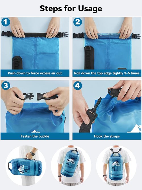 HEETA Waterproof Dry Bag - Lightweight Roll Top Storage for Travel, Swimming & Boating | 5L/10L/20L/30L/40L