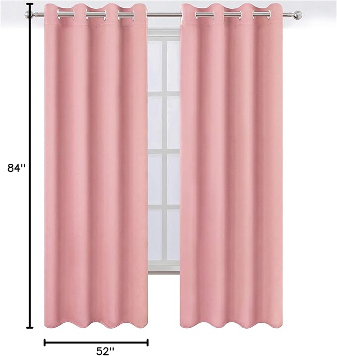 LEMOMO Baby Pink Bedroom Blackout Curtains/52 x 84 Inch Long/Set of 2 Curtain